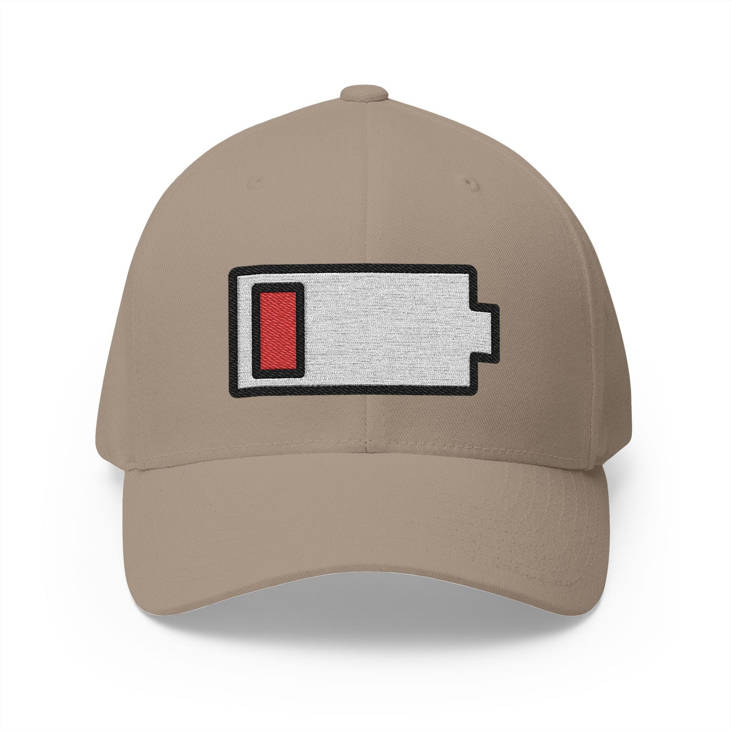 Low Battery Emoji Khaki Cap – Premium by Capmoji