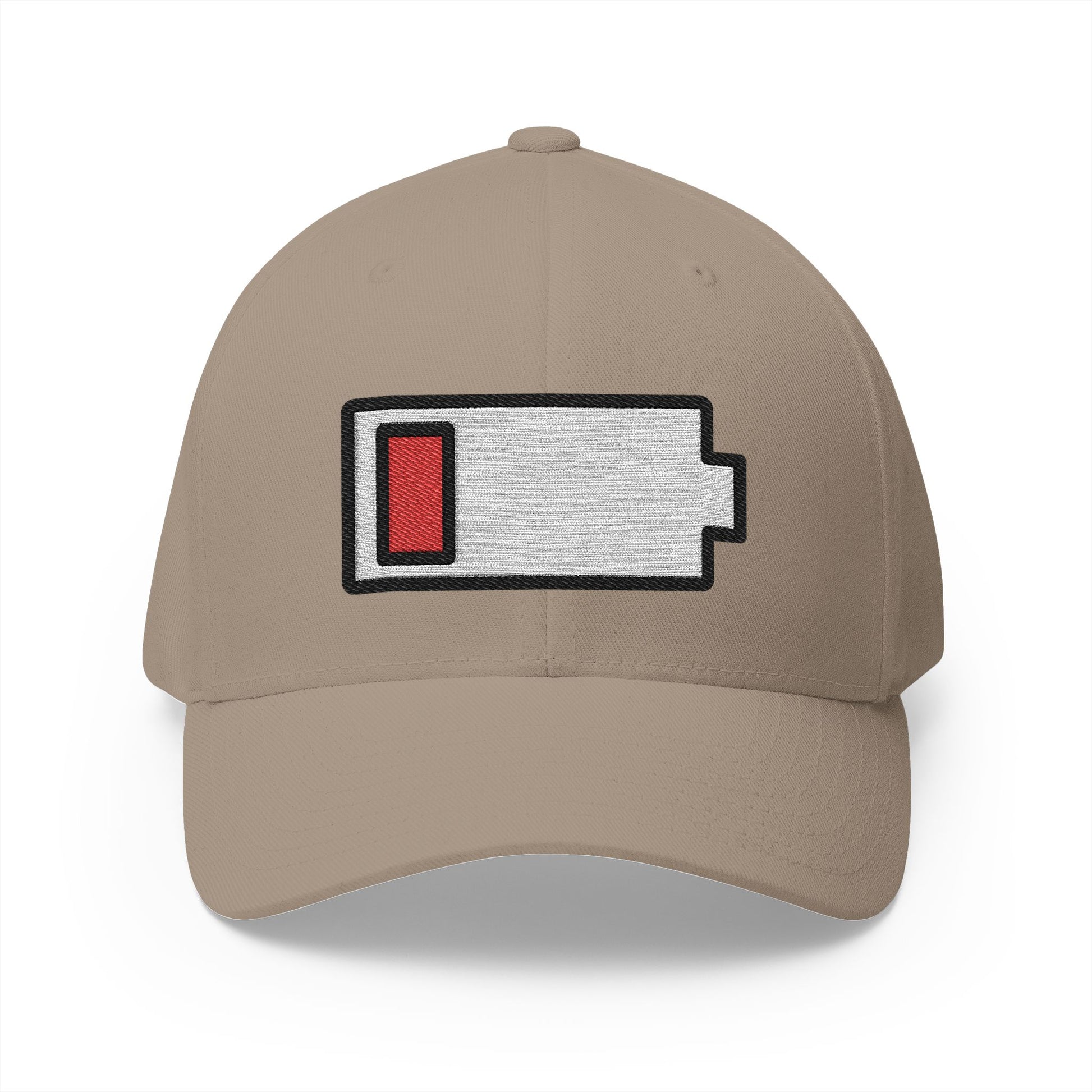 Low Battery Emoji Khaki Cap – Premium by Capmoji
