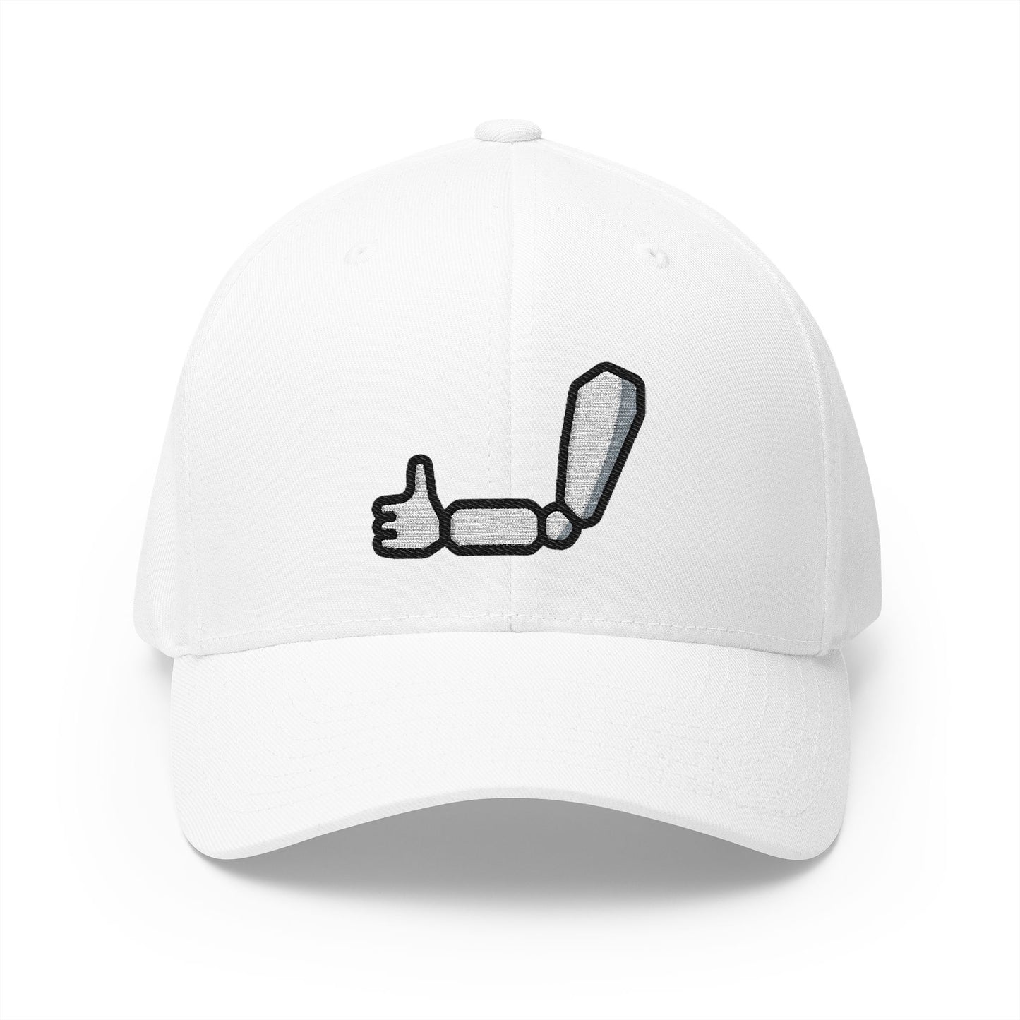 Mechanical Arm Emoji White Cap – Premium by Capmoji