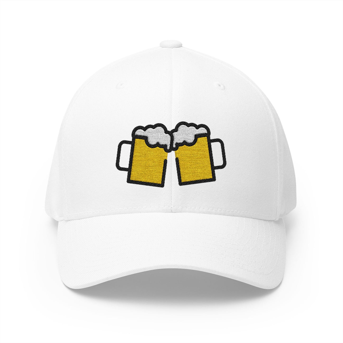 Clinking Beer Mugs Emoji White Cap – Premium by Capmoji