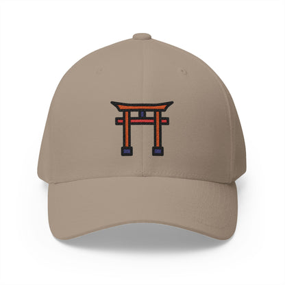 Shinto Shrine Emoji Khaki Cap – Premium by Capmoji