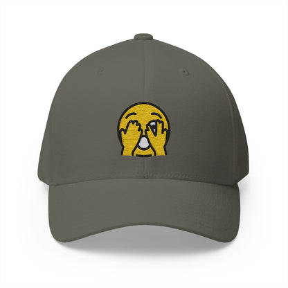 Face With Peeking Eye Emoji Olive Cap – Premium by Capmoji