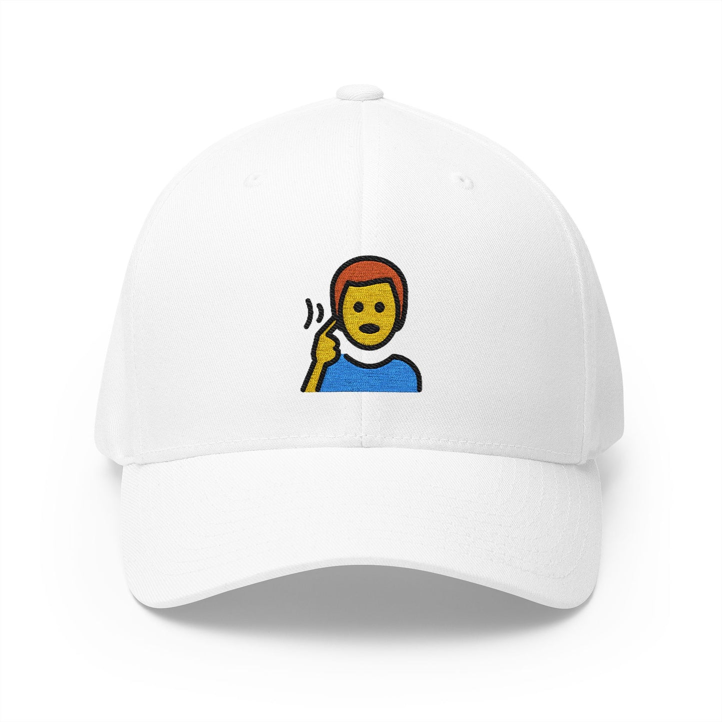 Deaf Man Emoji White Cap – Premium by Capmoji