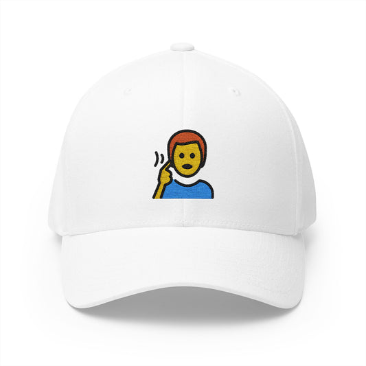 Deaf Man Emoji White Cap – Premium by Capmoji