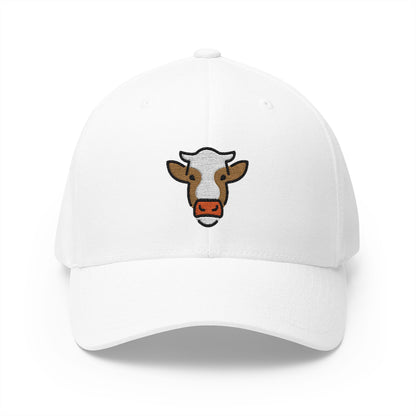 Cow Face Emoji White Cap – Premium by Capmoji