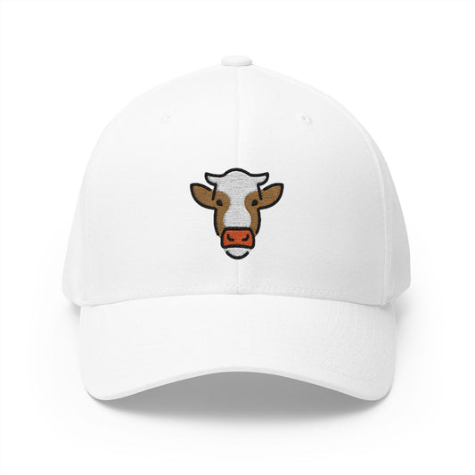 Cow Face Emoji White Cap – Premium by Capmoji