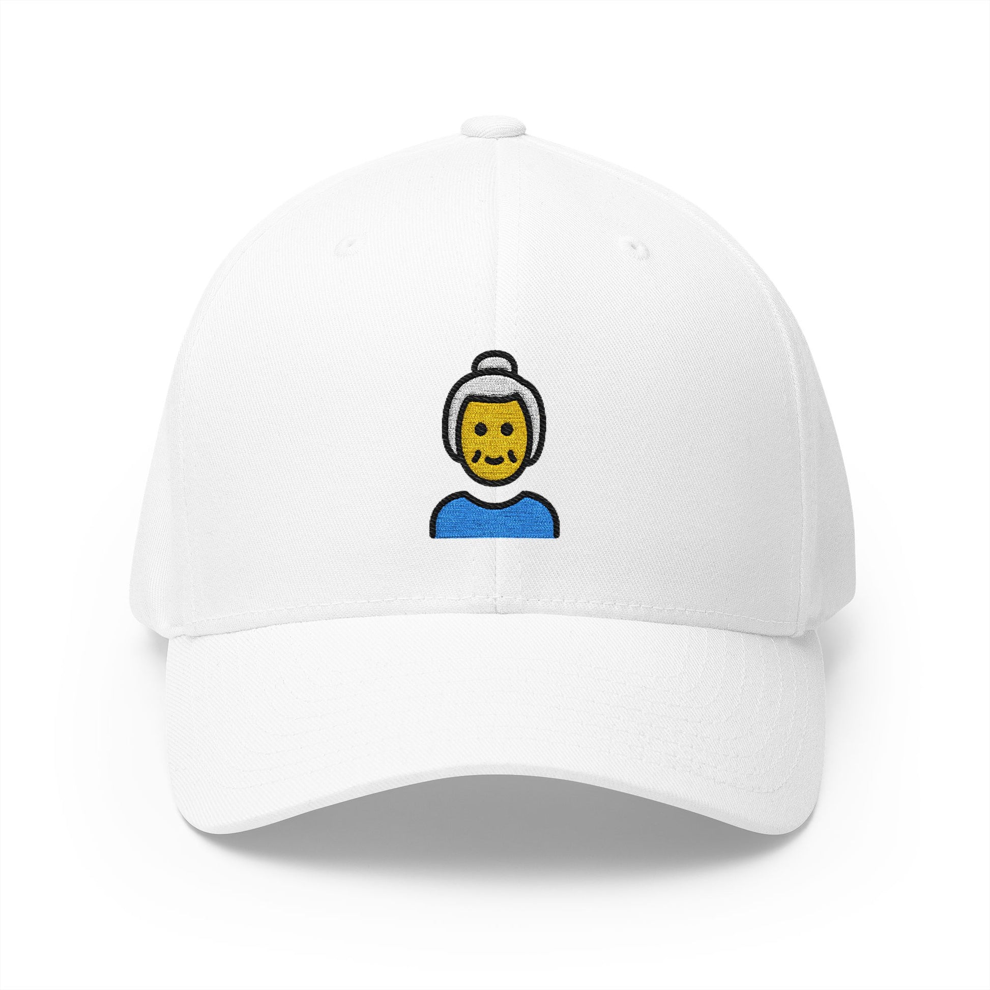 Old Woman Emoji White Cap – Premium by Capmoji