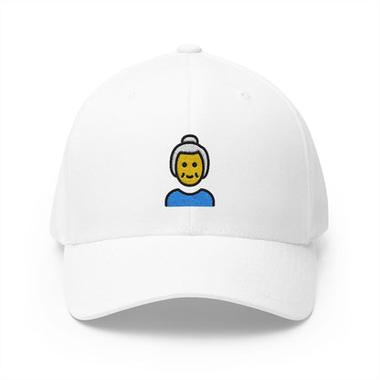 Old Woman Emoji White Cap – Premium by Capmoji