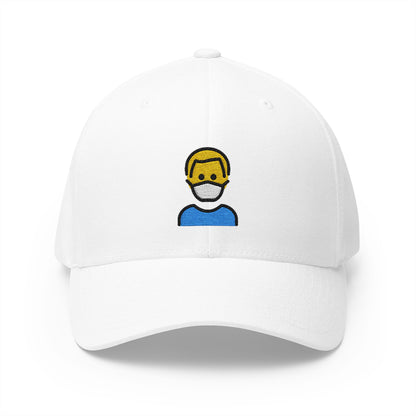 Person With Medical Mask Emoji White Cap – Premium by Capmoji