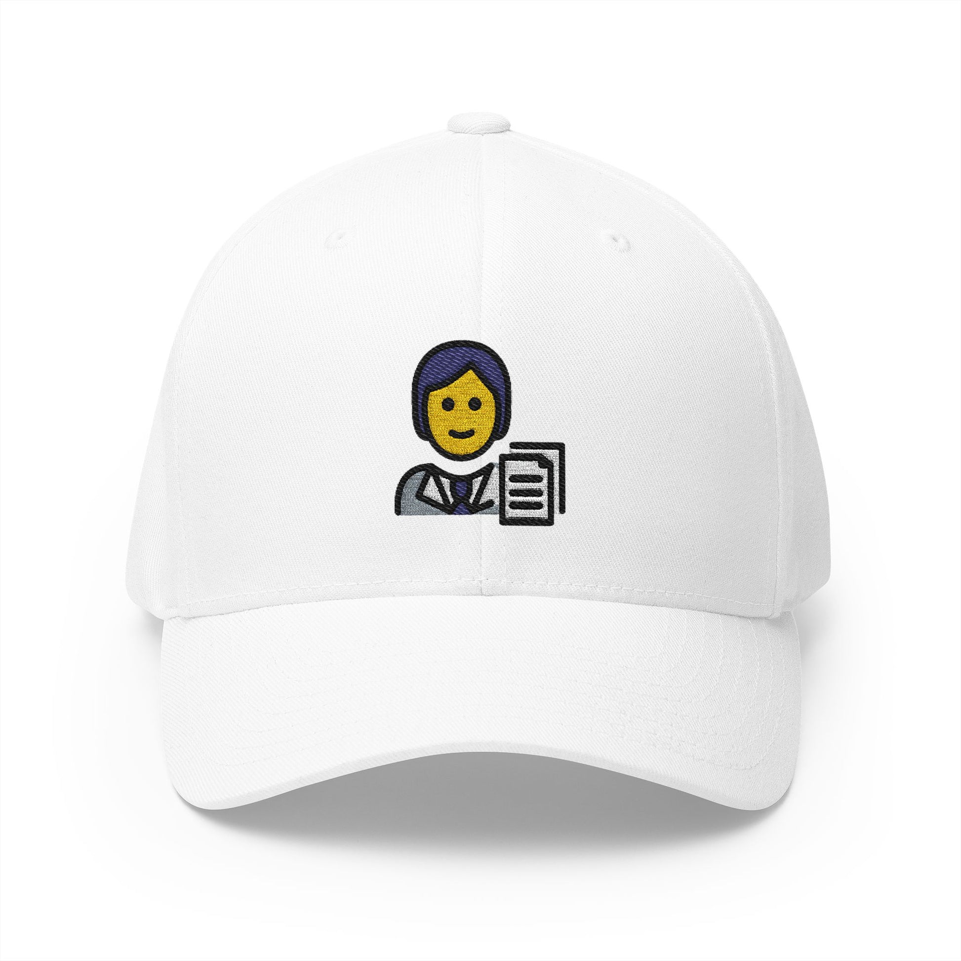 Office Worker Emoji White Cap – Premium by Capmoji