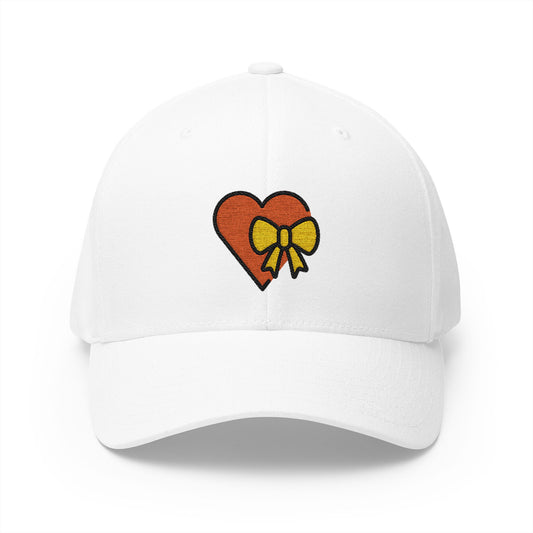 Heart With Ribbon Emoji White Cap – Premium by Capmoji