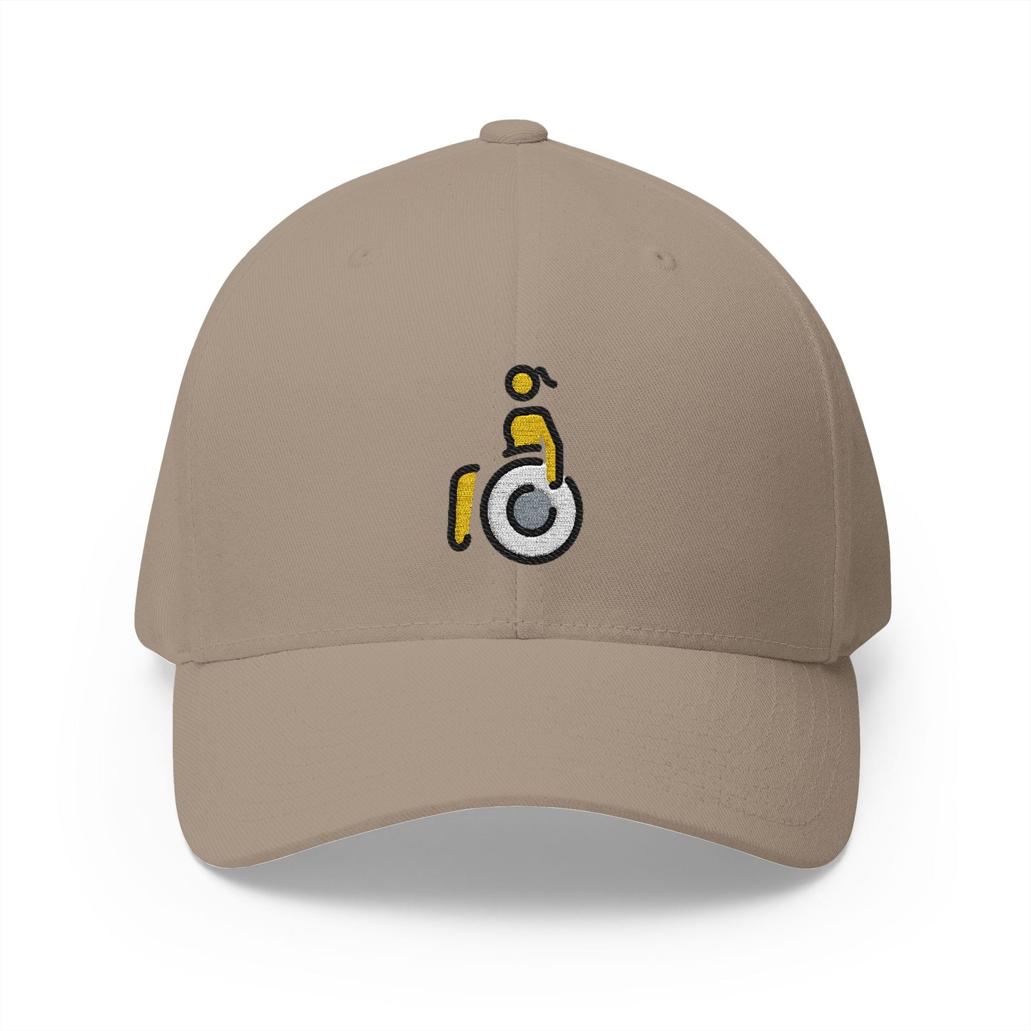 Woman In Manual Wheelchair Emoji Khaki Cap – Premium by Capmoji