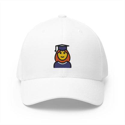 Woman Student Emoji White Cap – Premium by Capmoji