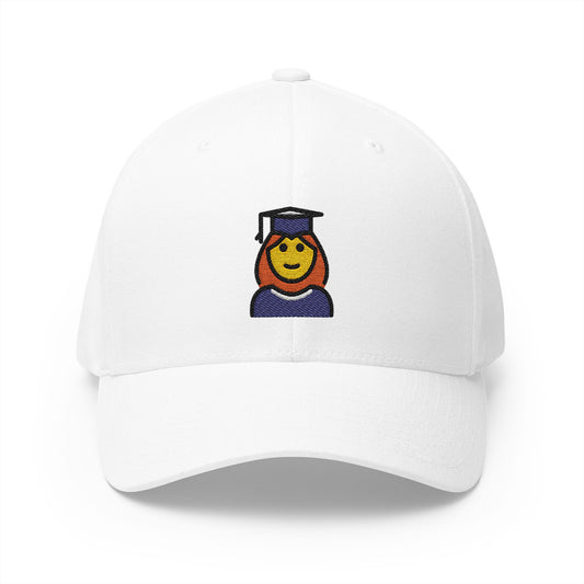 Woman Student Emoji White Cap – Premium by Capmoji