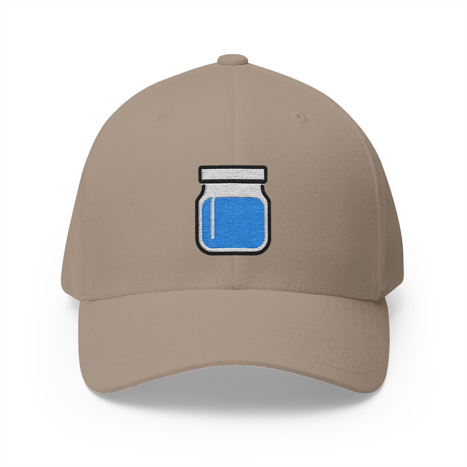 Jar With Blue Content Emoji Khaki Cap – Premium by Capmoji