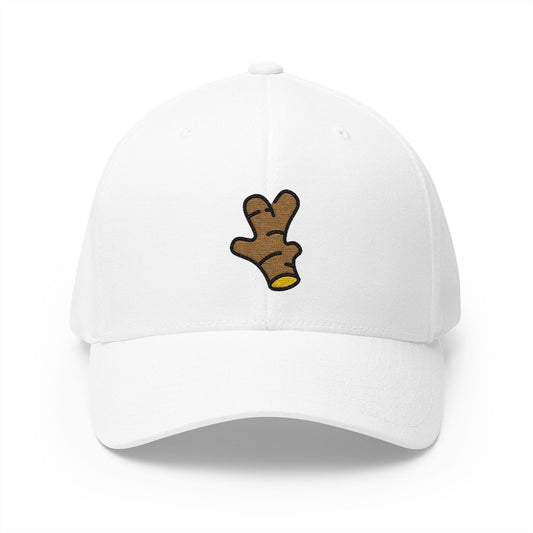 Ginger Root Emoji White Cap – Premium by Capmoji