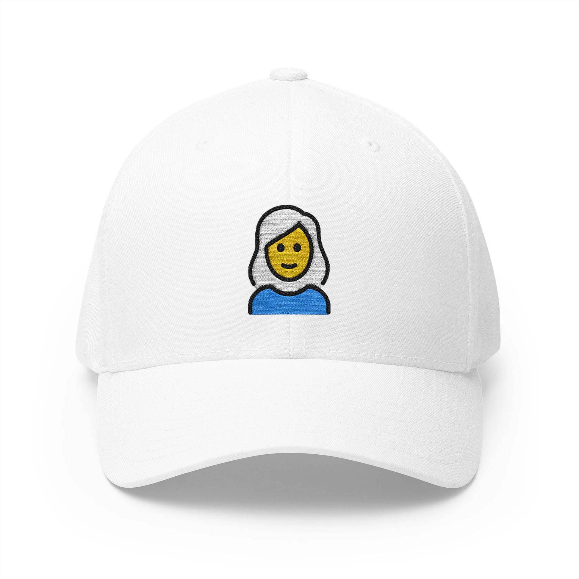 Woman: White Hair Emoji White Cap – Premium by Capmoji