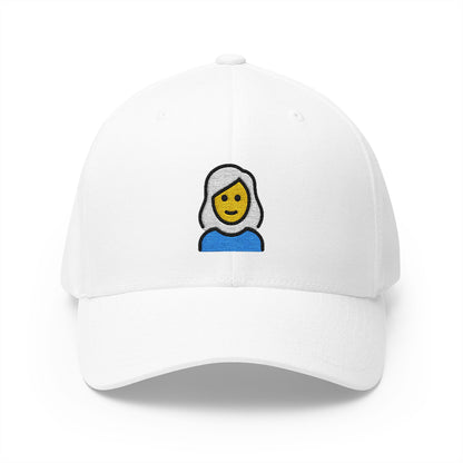Woman: White Hair Emoji White Cap – Premium by Capmoji