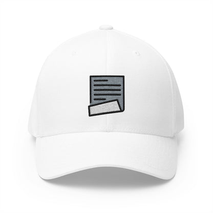 Page With Curl Emoji White Cap – Premium by Capmoji