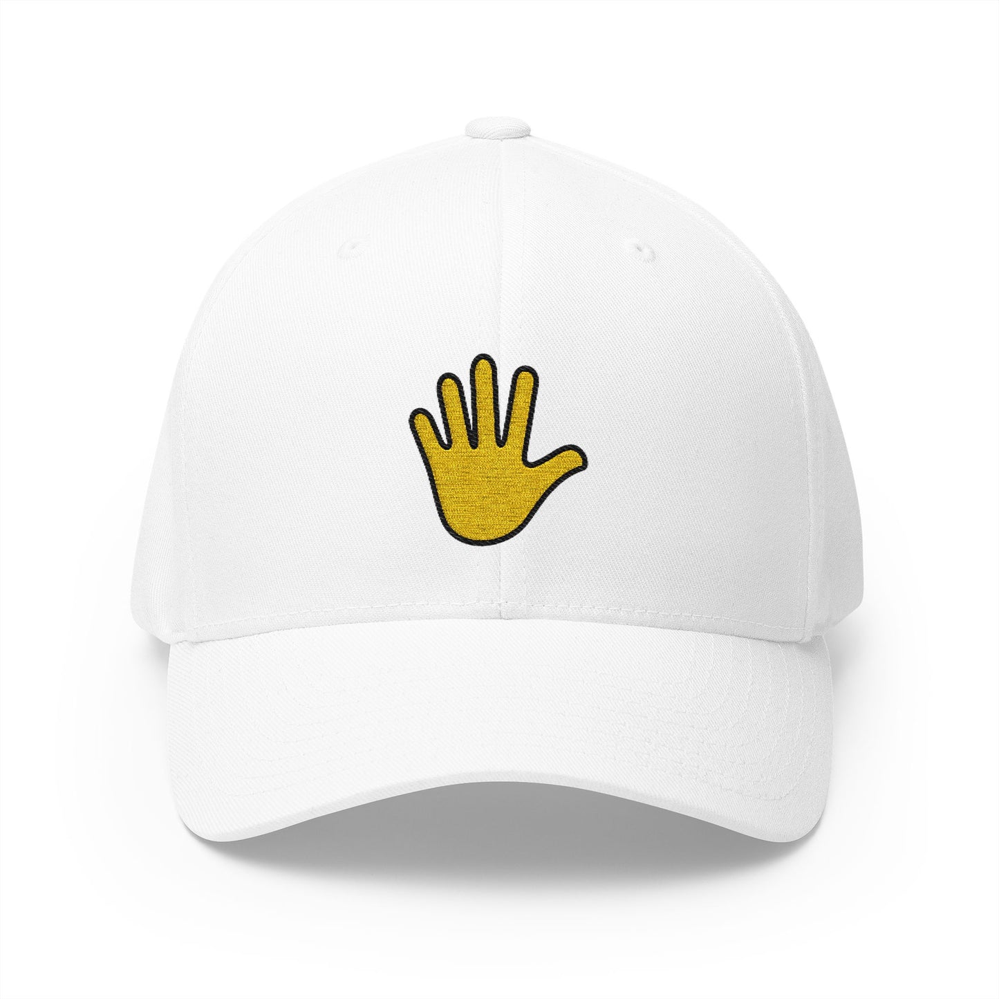 Hand With Fingers Splayed Emoji White Cap – Premium by Capmoji