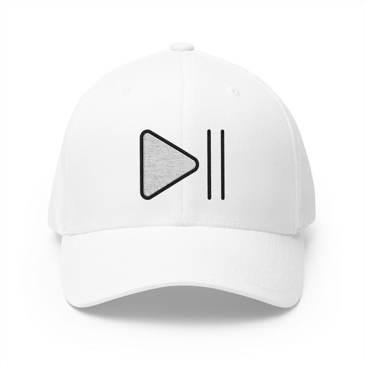 Play Or Pause Button Emoji White Cap – Premium by Capmoji