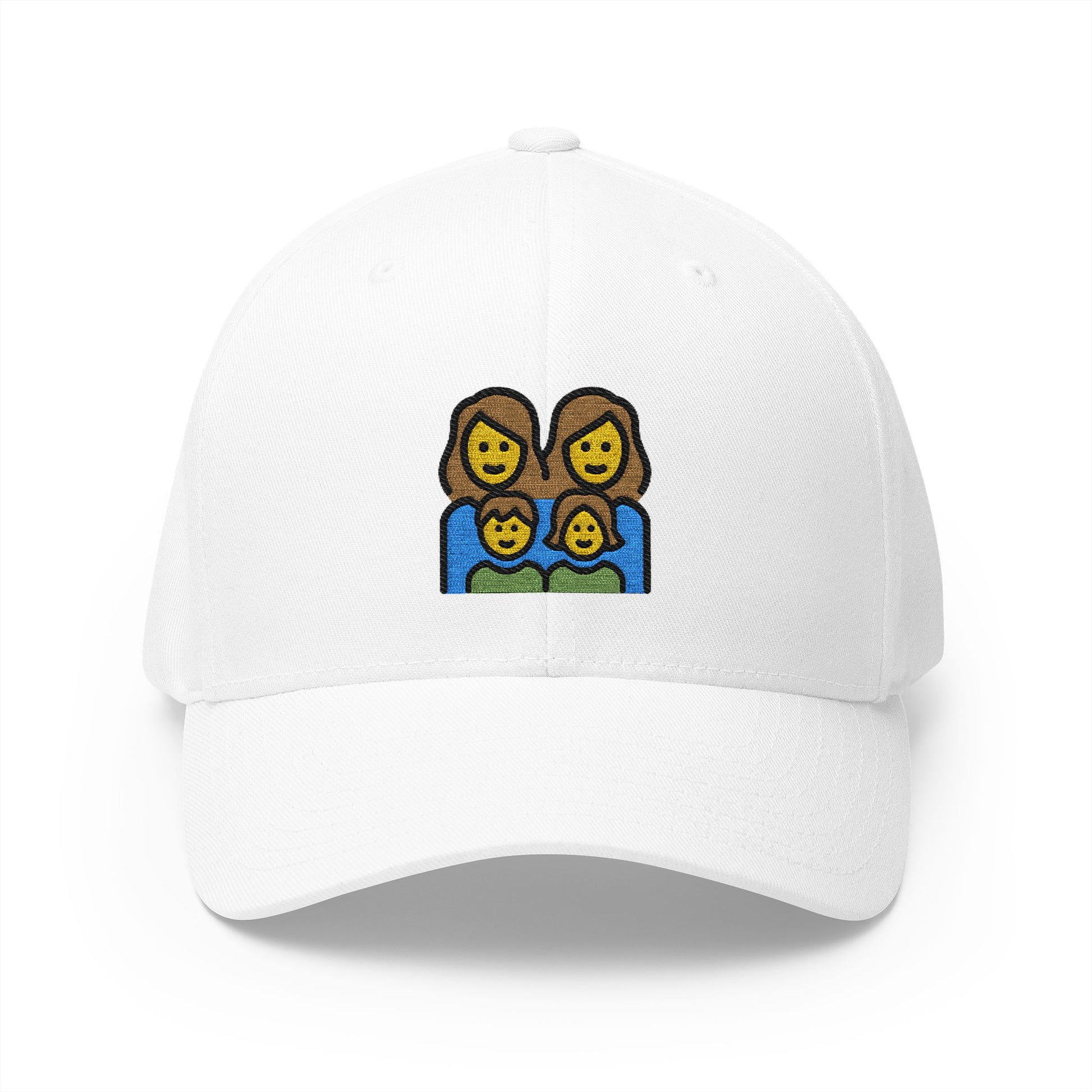Family: Woman, Woman, Girl, Boy Emoji White Cap – Premium by Capmoji