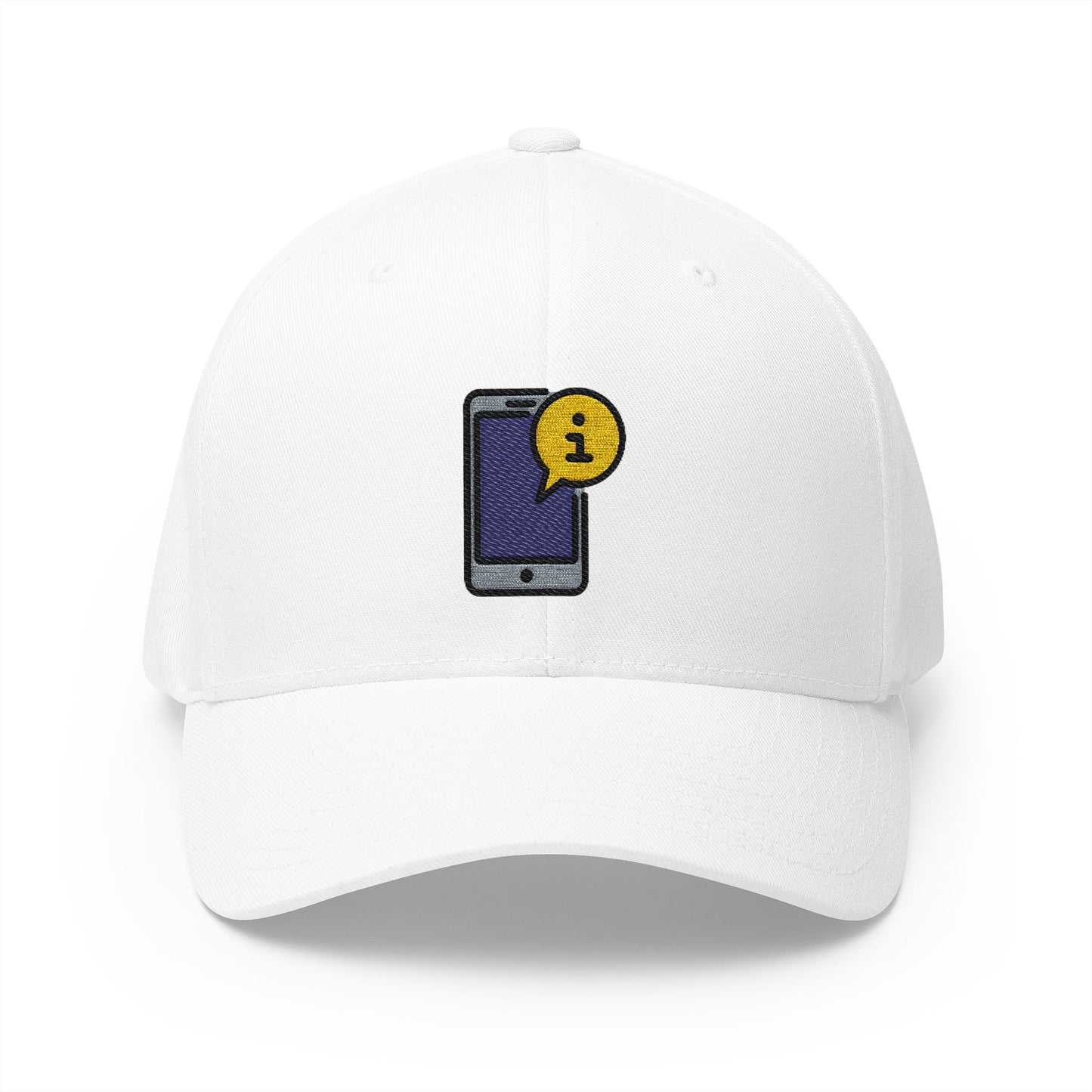Mobile Info Emoji White Cap – Premium by Capmoji