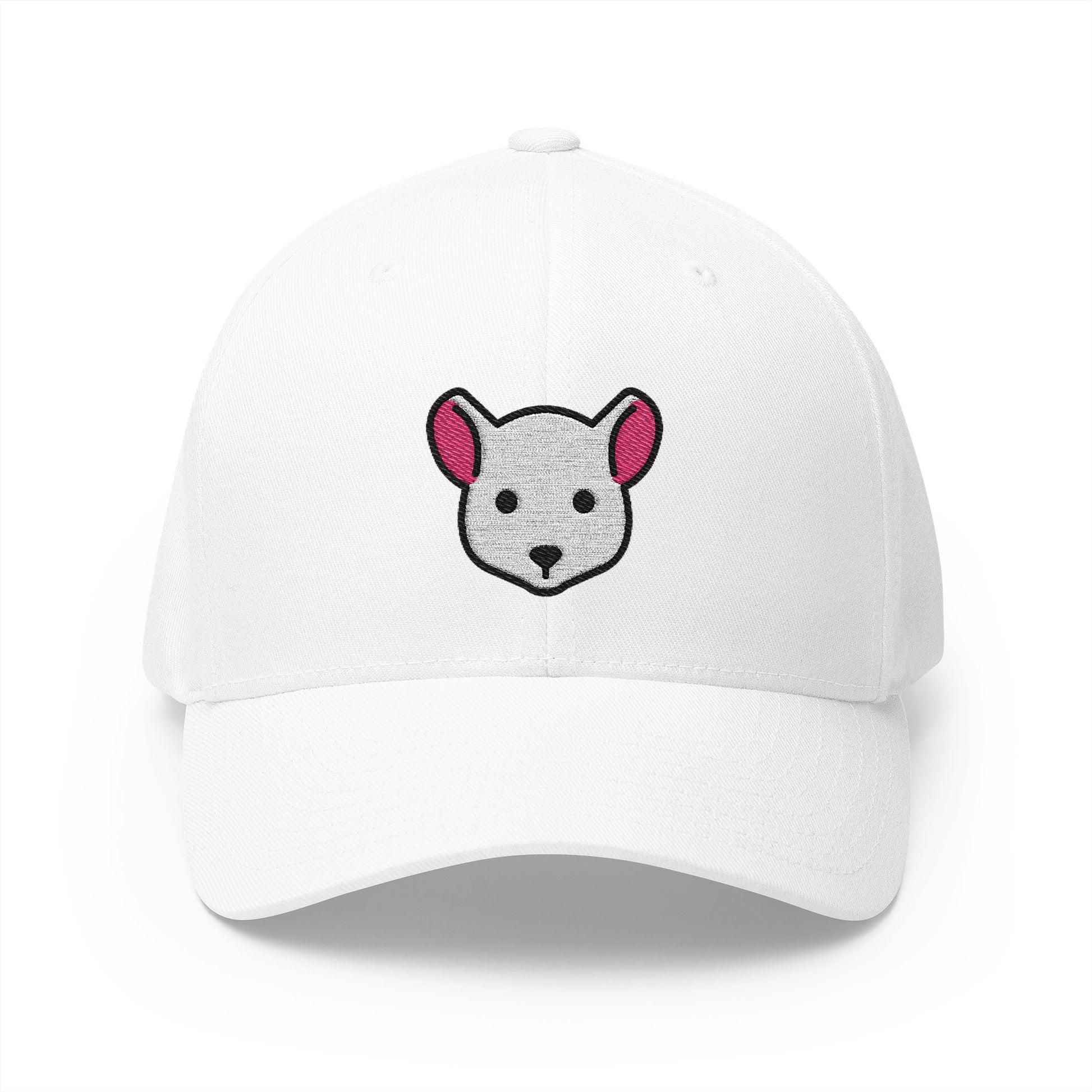 Mouse Face Emoji White Cap – Premium by Capmoji