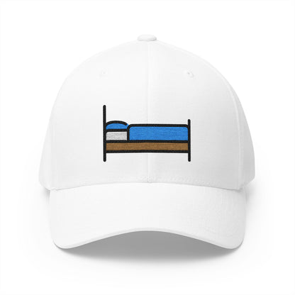 Bed Emoji White Cap – Premium by Capmoji