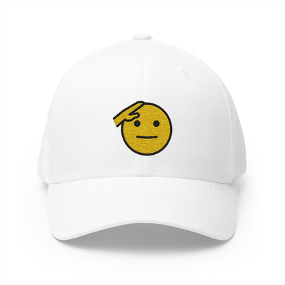 Saluting Face Emoji White Cap – Premium by Capmoji