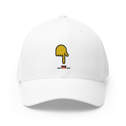 Finger Pushing Button Emoji White Cap – Premium by Capmoji
