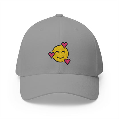 Smiling Face With Hearts Emoji Grey Cap – Premium by Capmoji