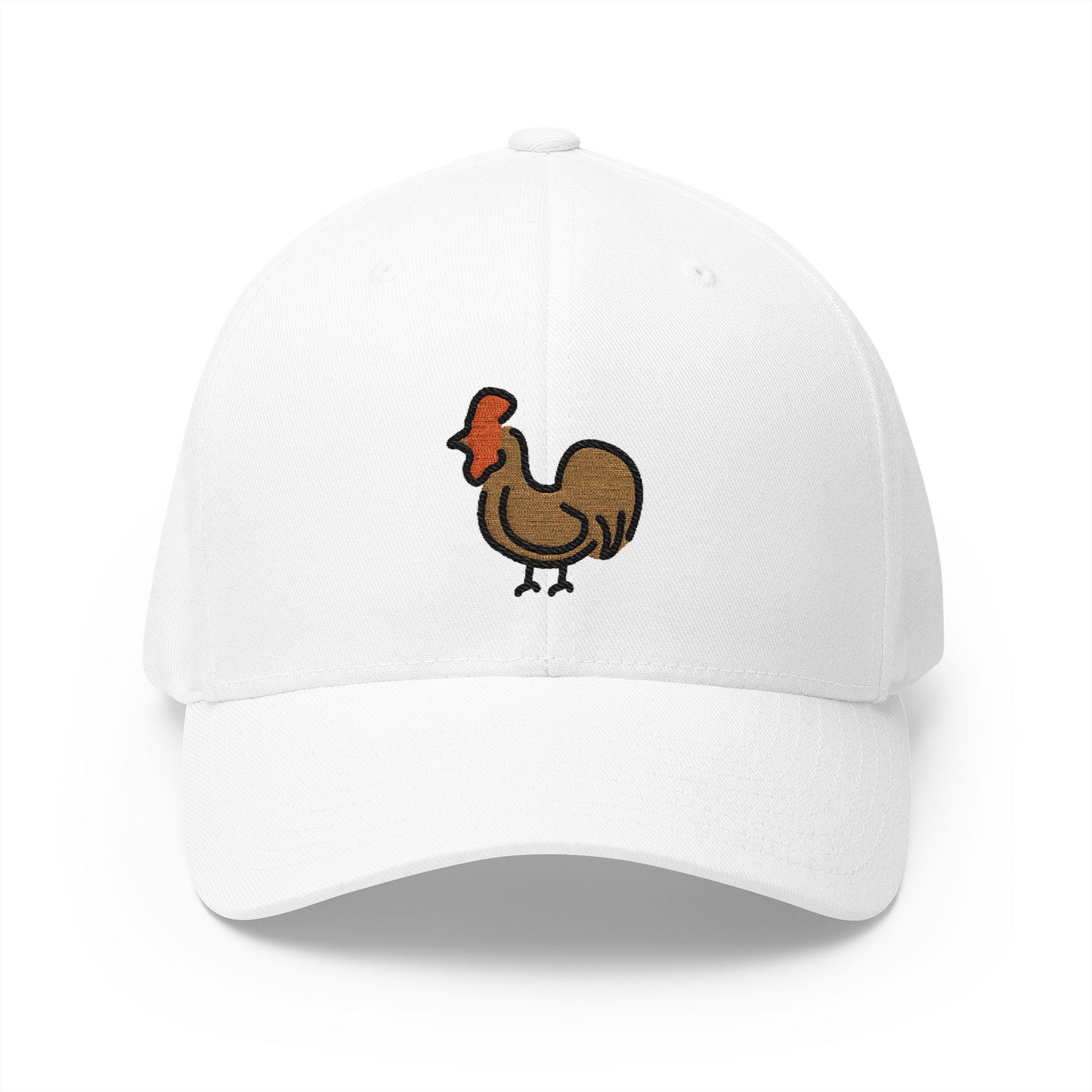 Rooster Emoji White Cap – Premium by Capmoji