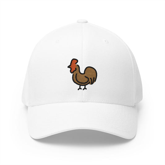 Rooster Emoji White Cap – Premium by Capmoji