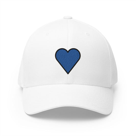 Blue Heart Emoji White Cap – Premium by Capmoji