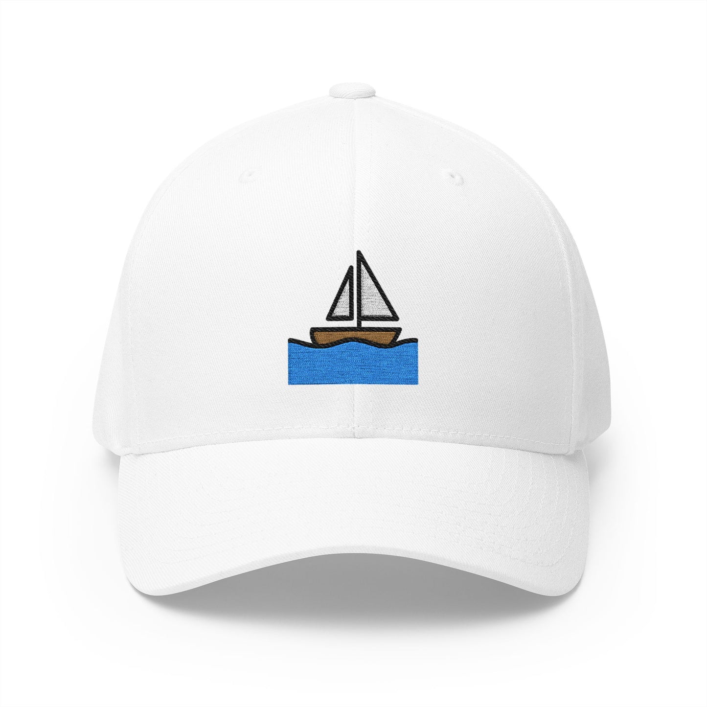 Sailboat Emoji White Cap – Premium by Capmoji
