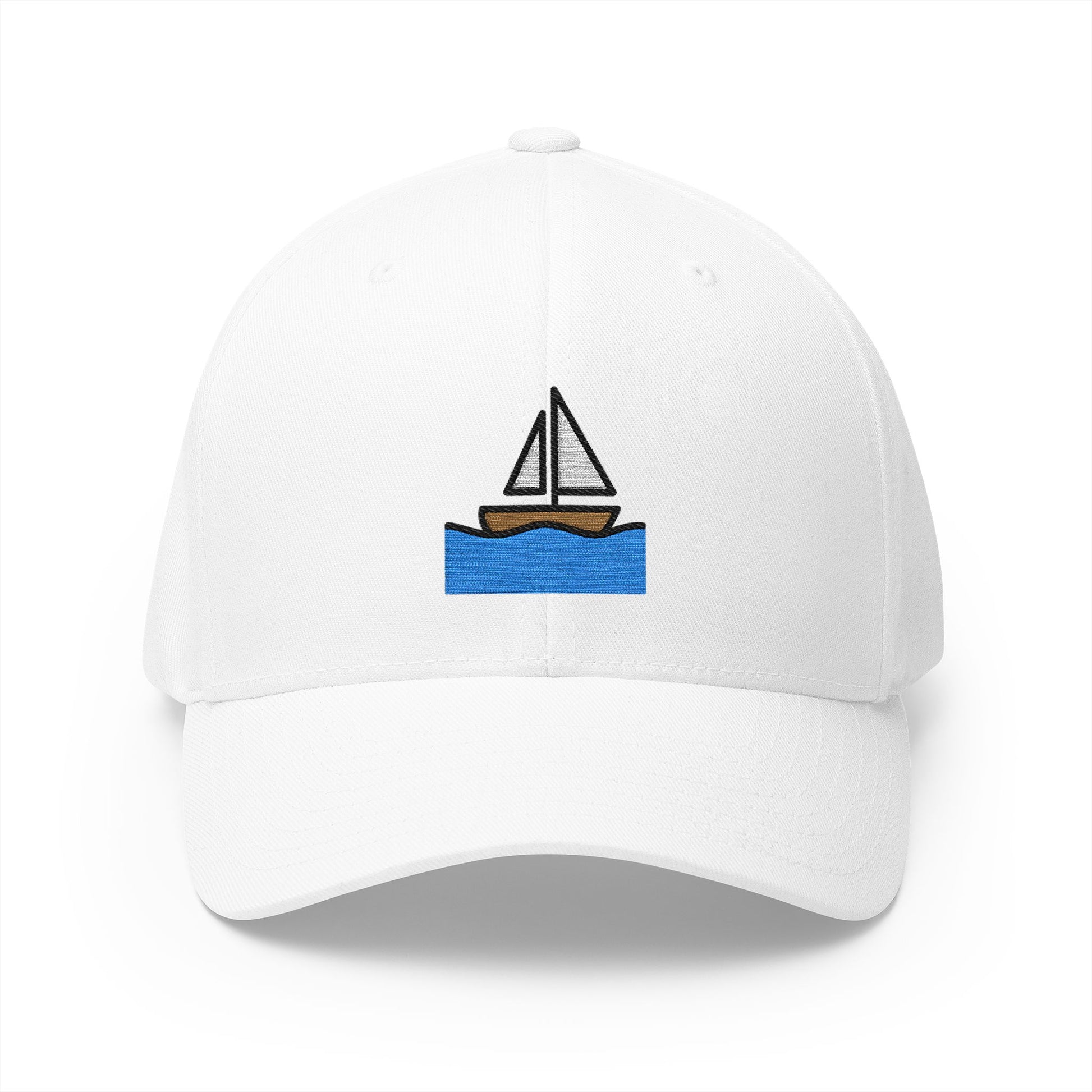 Sailboat Emoji White Cap – Premium by Capmoji