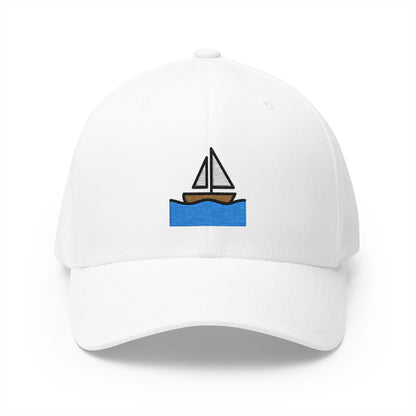 Sailboat Emoji White Cap – Premium by Capmoji