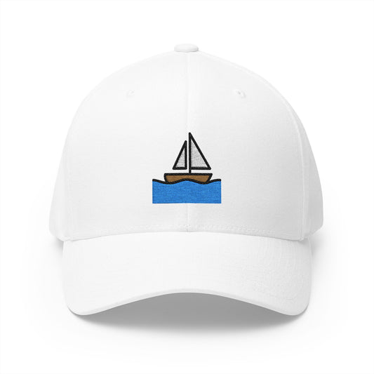Sailboat Emoji White Cap – Premium by Capmoji