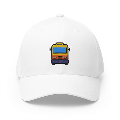 Oncoming Bus Emoji White Cap – Premium by Capmoji