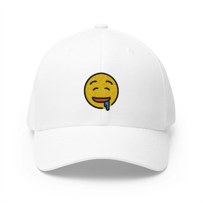 Drooling Face Emoji White Cap – Premium by Capmoji
