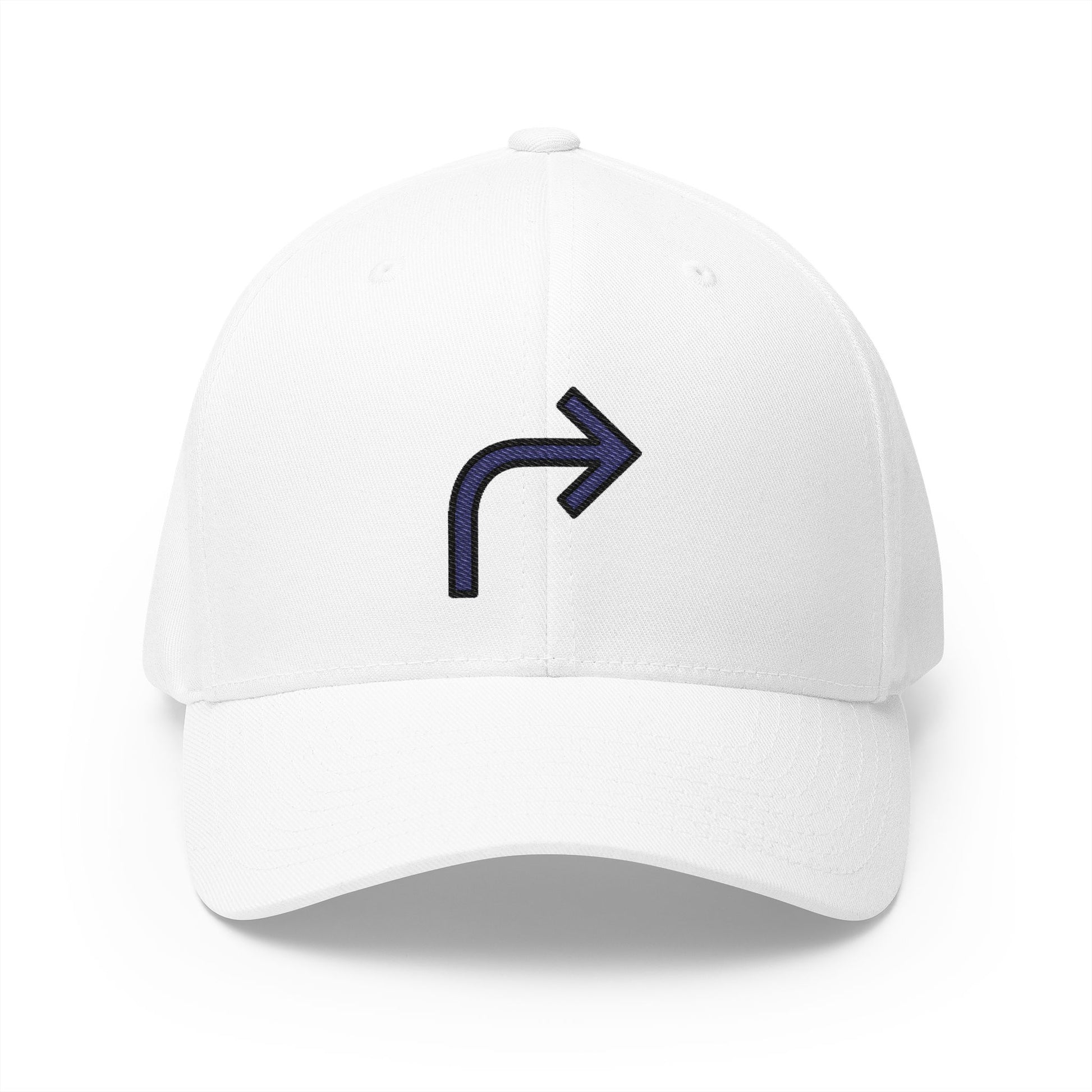 Arrow Turn Right Emoji White Cap – Premium by Capmoji