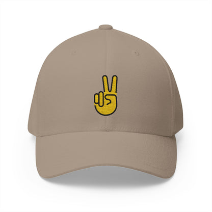 Victory Hand Emoji Khaki Cap – Premium by Capmoji