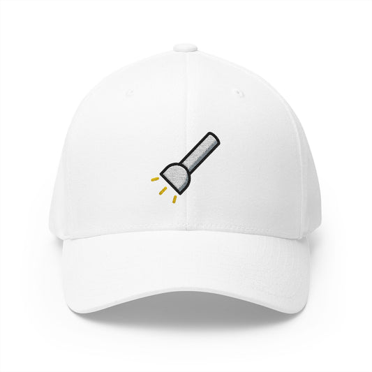 Flashlight Emoji White Cap – Premium by Capmoji