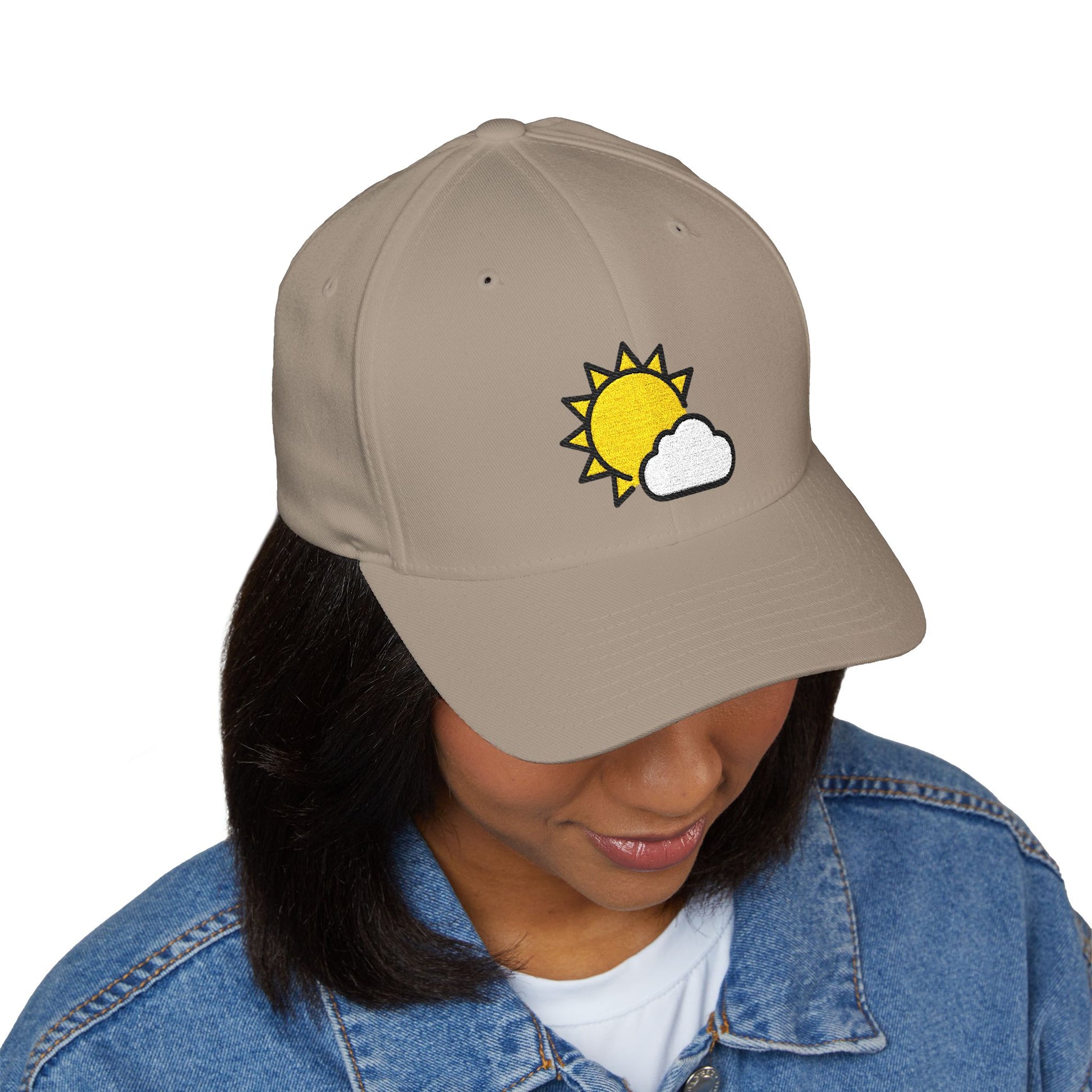 Sun Behind Small Cloud Emoji Cap – Premium by Capmoji