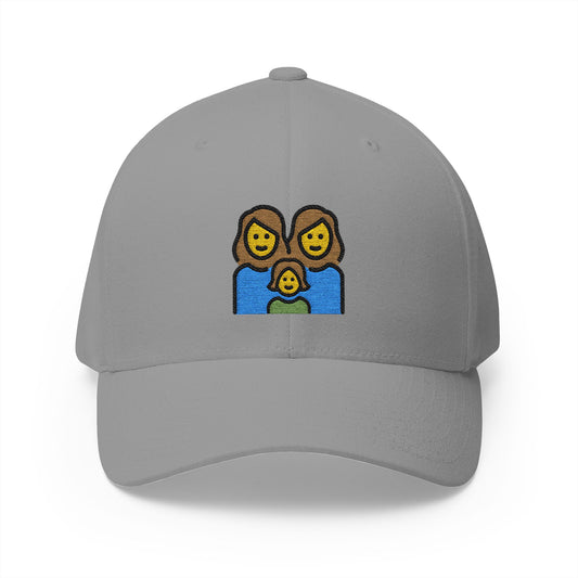 Family: Woman, Woman, Girl Emoji Grey Cap – Premium by Capmoji
