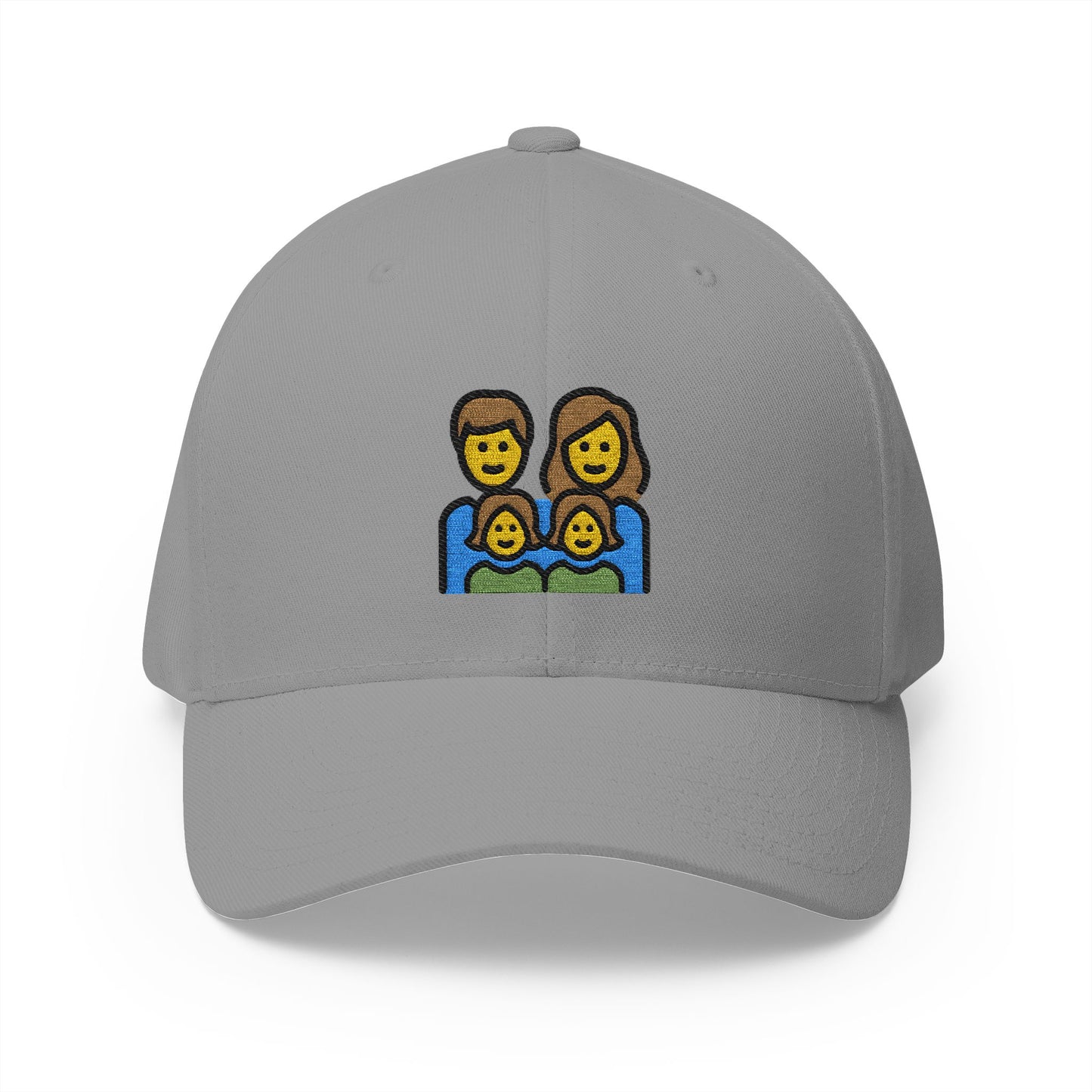 Family: Man, Woman, Girl, Girl Emoji Grey Cap – Premium by Capmoji