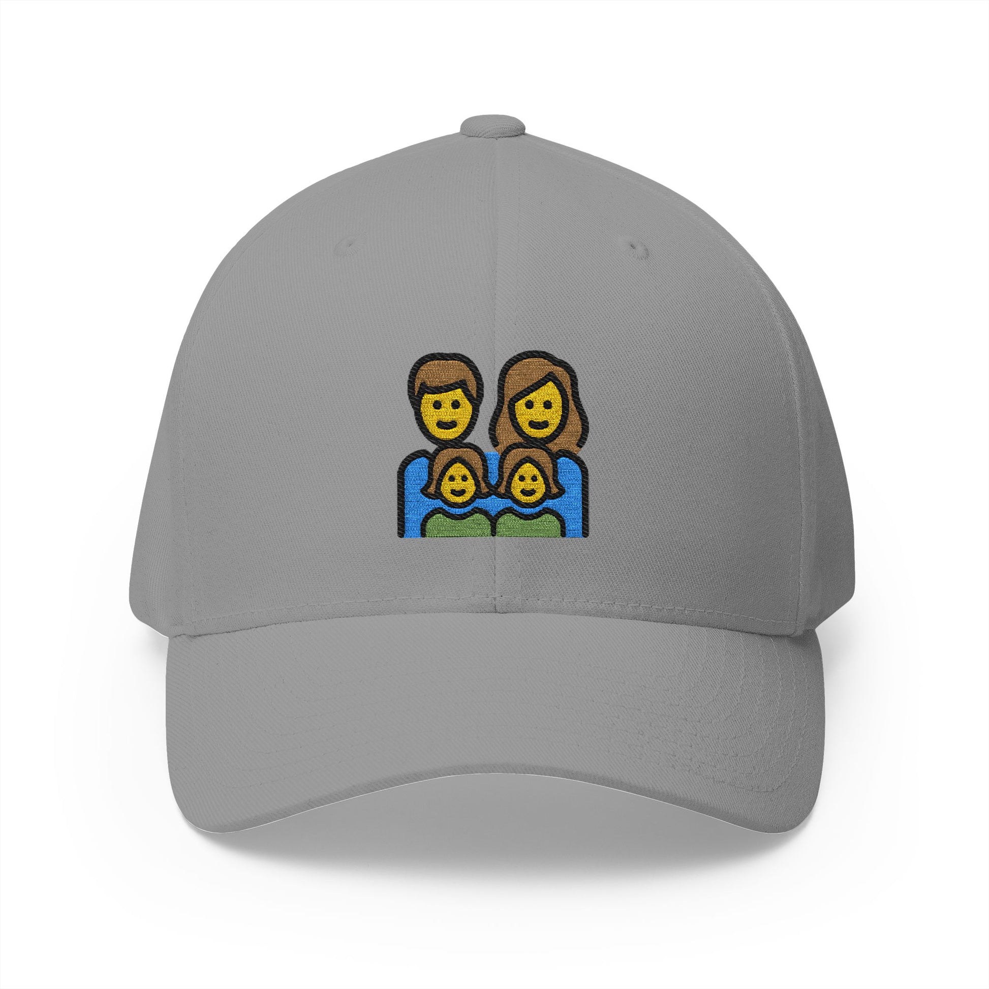 Family: Man, Woman, Girl, Girl Emoji Grey Cap – Premium by Capmoji