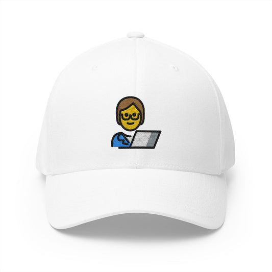 Technologist Emoji White Cap – Premium by Capmoji