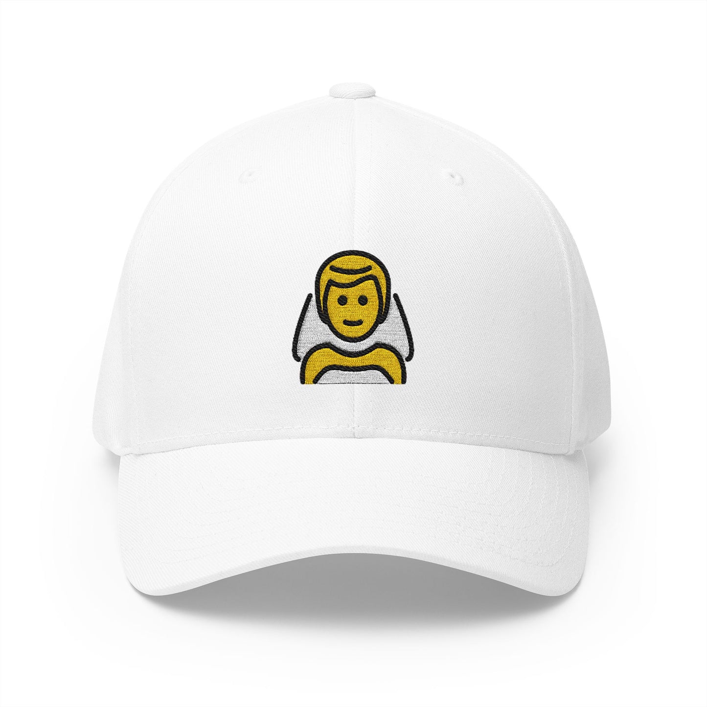 Man With Veil Emoji White Cap – Premium by Capmoji